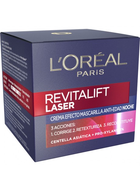 L'Oreal REVITALIFT LASER Crema Noche Anti-edad Efecto Mascarilla 50ml